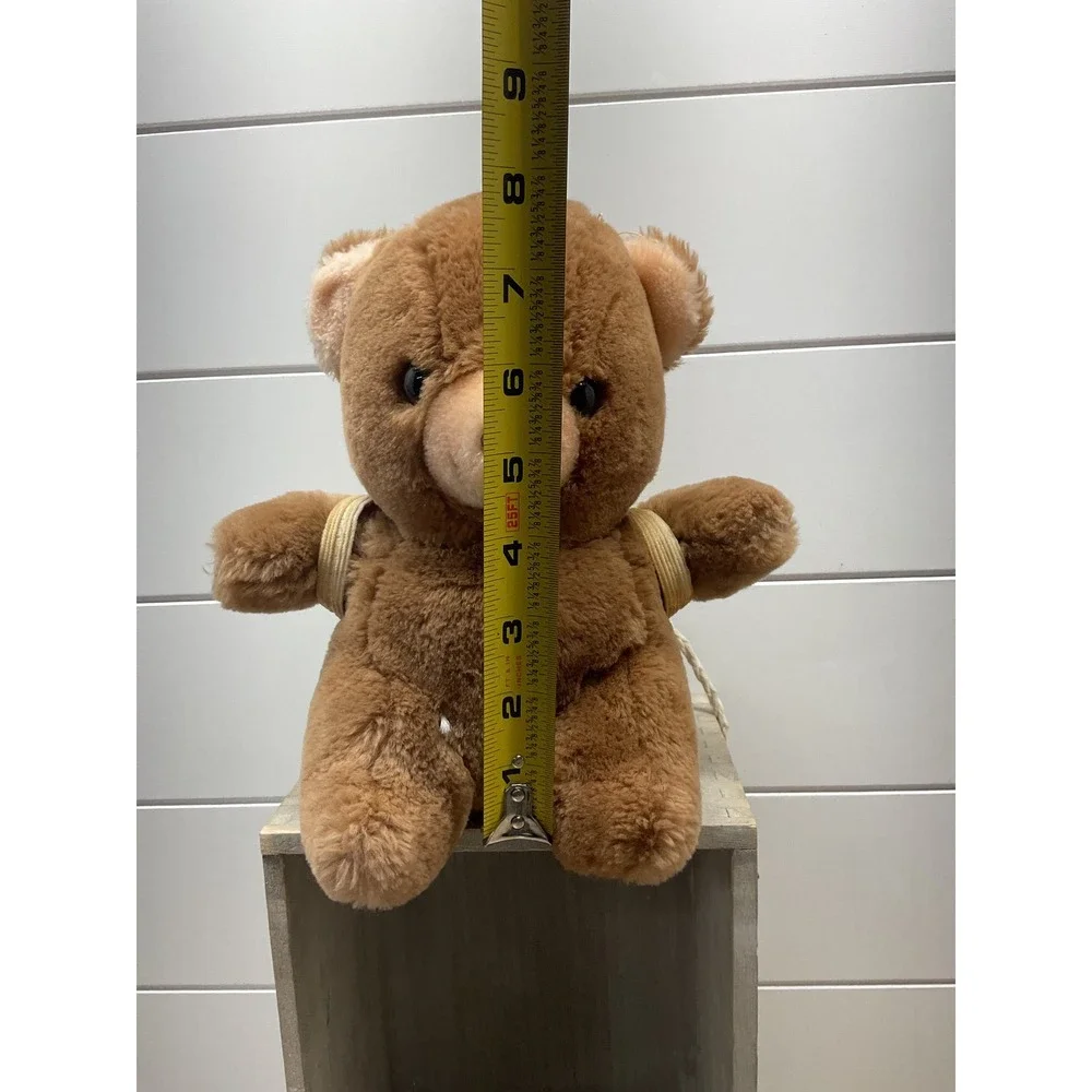 Vintage 1986 Cobbie Cuddlers Brown Teddy Bear Plush with Corduroy Backpack 8.5in